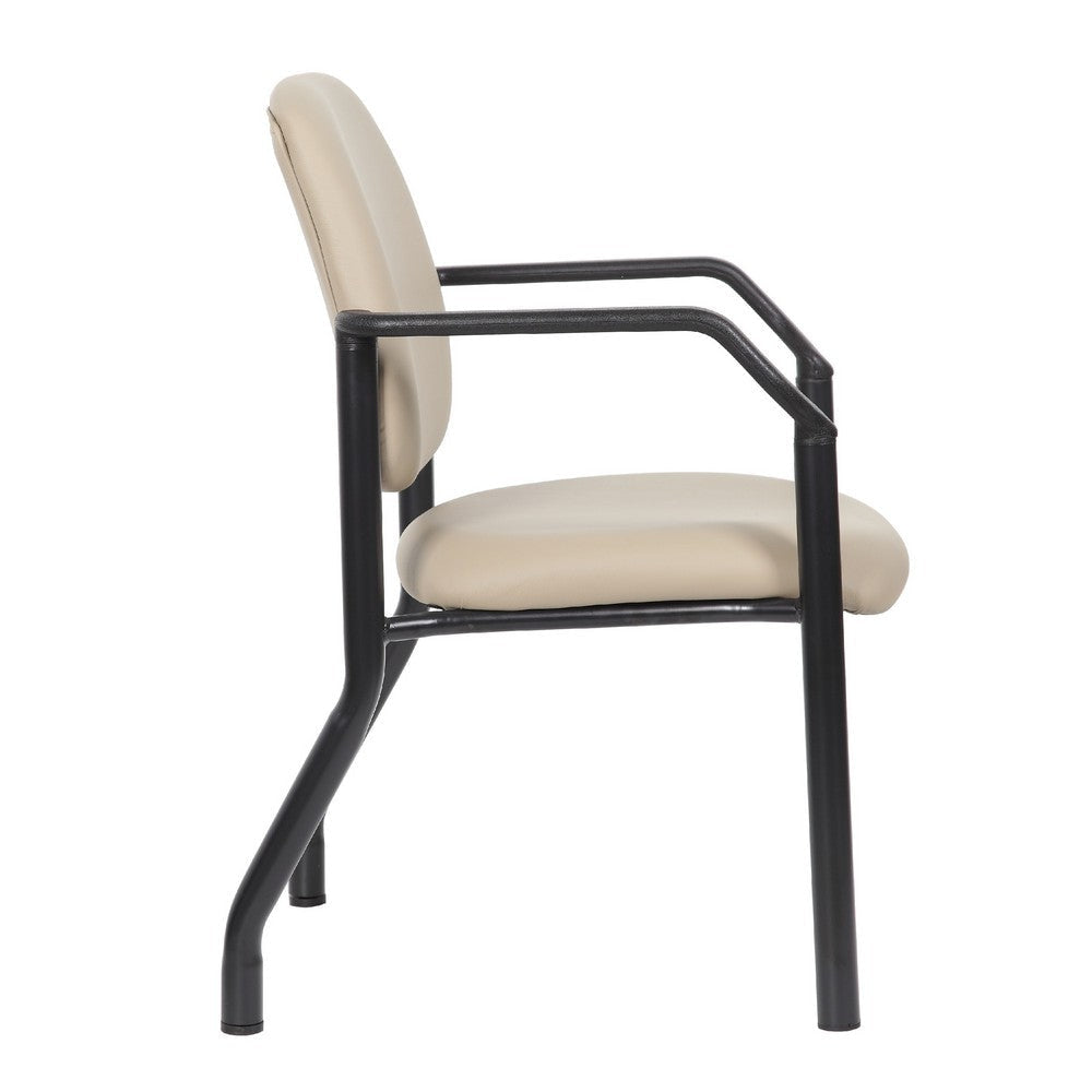 Theo Guest Chair w Modern Steel Frame | Beige Antimicrobial Vinyl BM340724