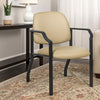 Theo Guest Chair w Modern Steel Frame | Beige Antimicrobial Vinyl BM340724