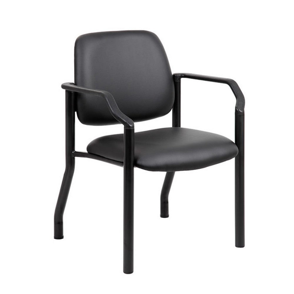 Theo Guest Chair w Modern Steel Frame | Black Antimicrobial Vinyl BM340726