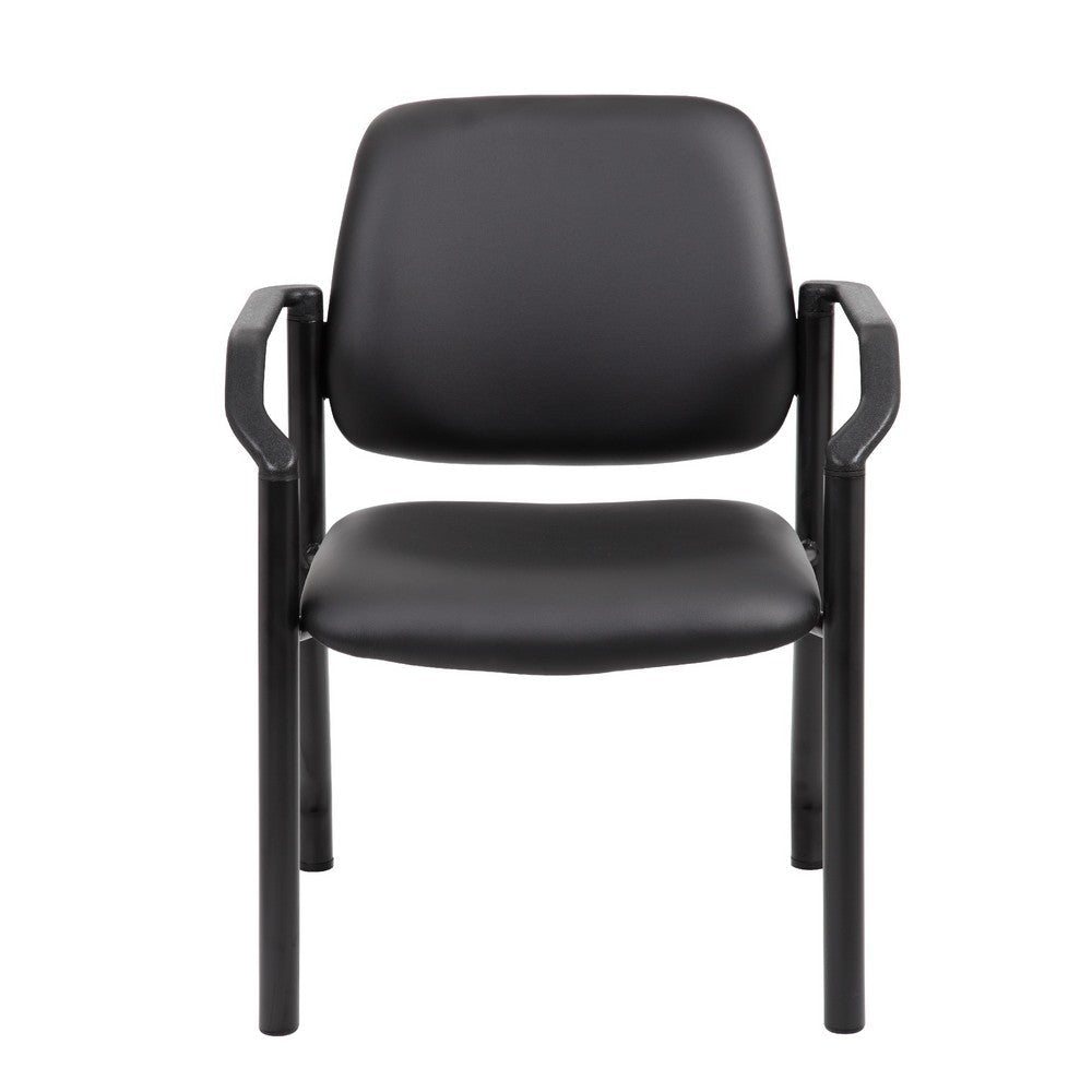 Theo Guest Chair w Modern Steel Frame | Black Antimicrobial Vinyl BM340726