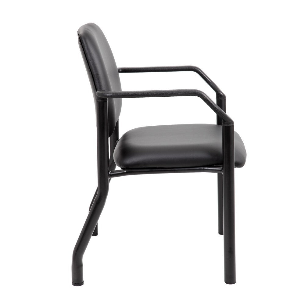 Theo Guest Chair w Modern Steel Frame | Black Antimicrobial Vinyl BM340726