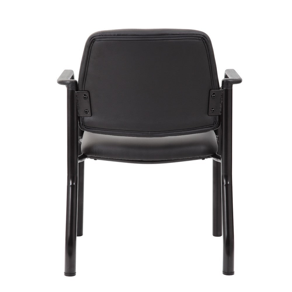 Theo Guest Chair w Modern Steel Frame | Black Antimicrobial Vinyl BM340726