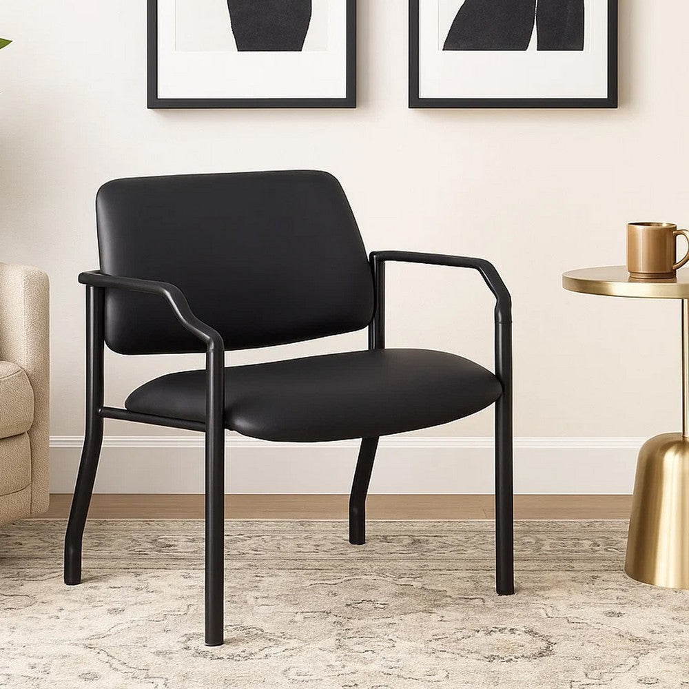 Theo XL Wide Guest Chair | Black Antimicrobial Vinyl | 500 lbs BM340727