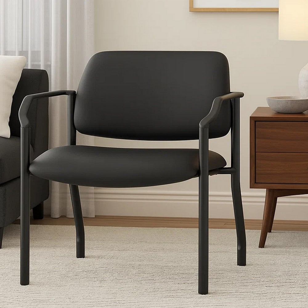 Theo XL Wide Guest Chair | Black Antimicrobial Vinyl | 500 lbs