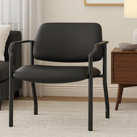 Theo XL Wide Guest Chair | Black Antimicrobial Vinyl | 500 lbs