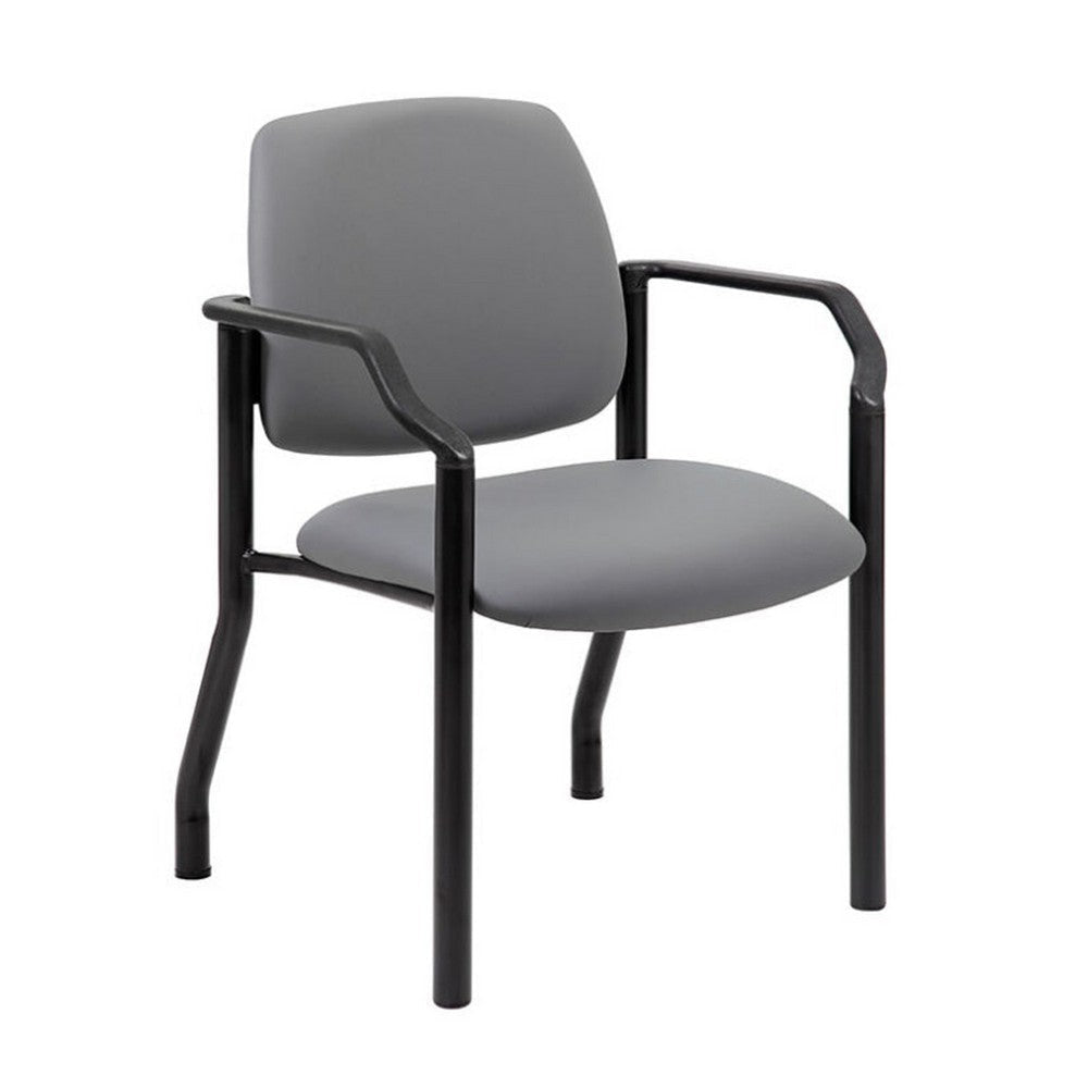Theo Guest Chair w Modern Steel Frame | Gray Antimicrobial Vinyl BM340728