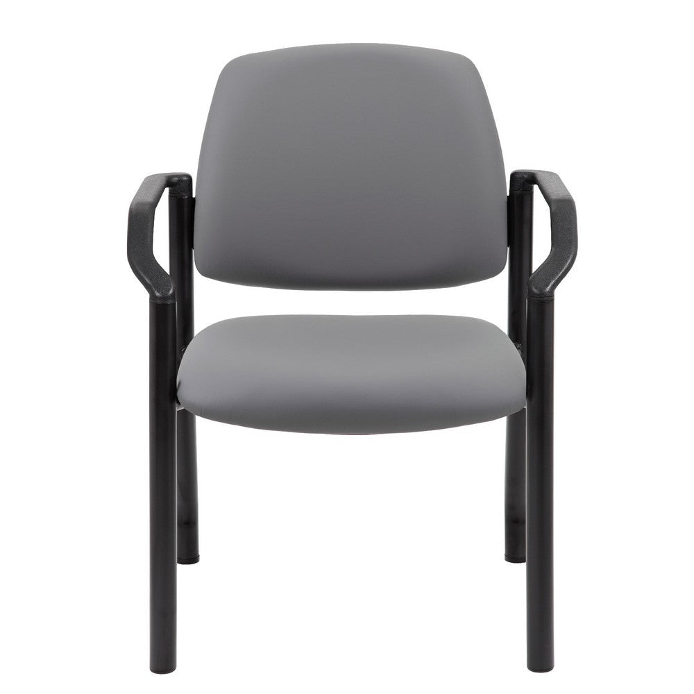 Theo Guest Chair w Modern Steel Frame | Gray Antimicrobial Vinyl BM340728