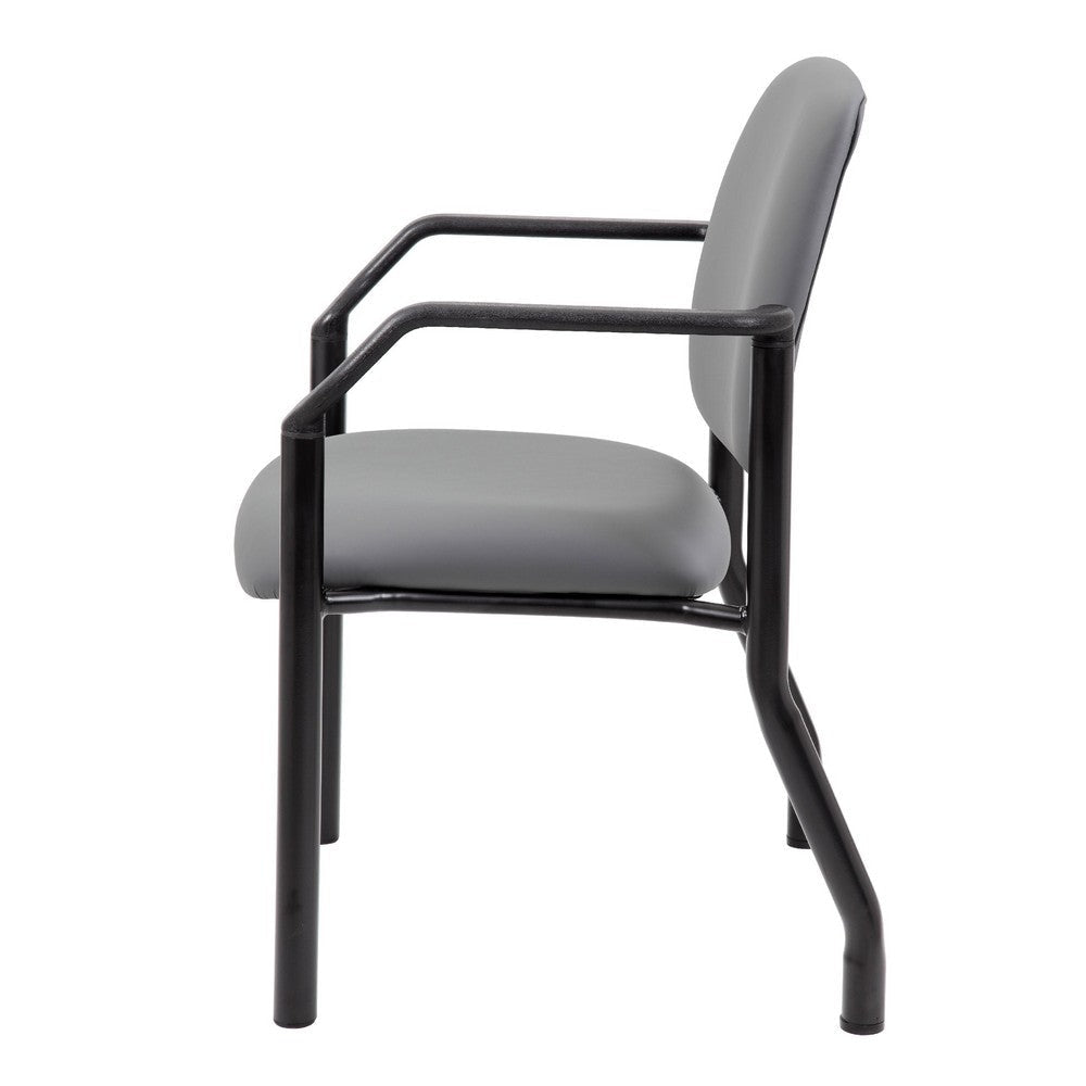 Theo Guest Chair w Modern Steel Frame | Gray Antimicrobial Vinyl BM340728