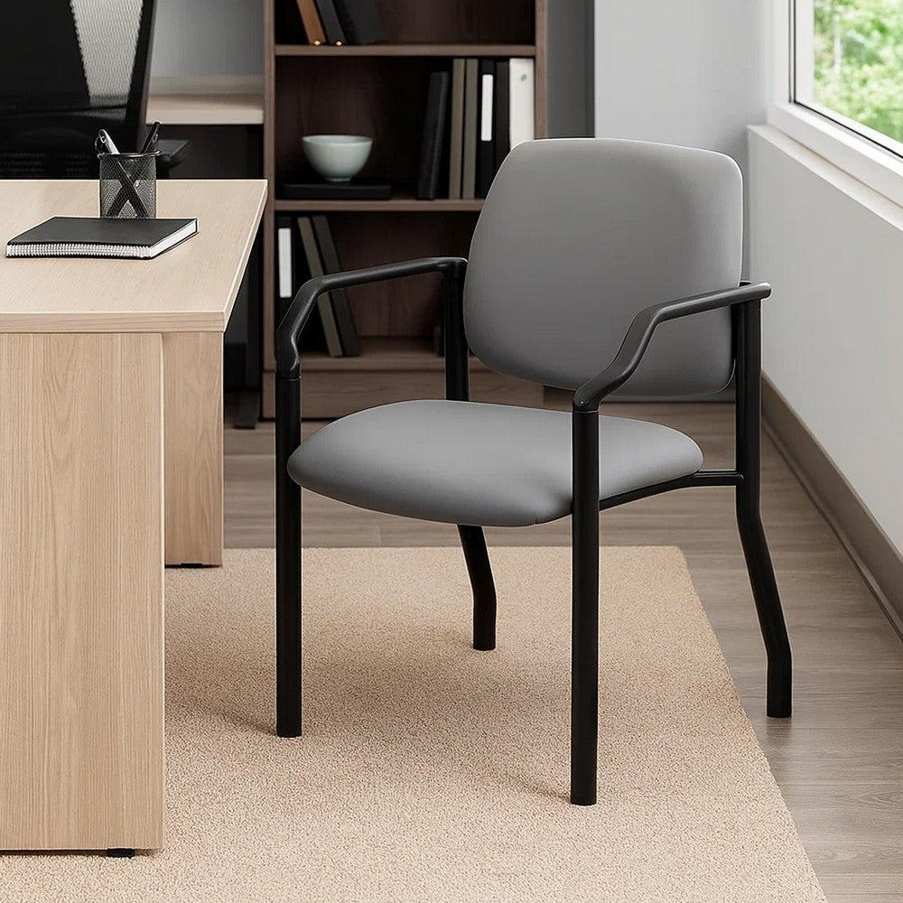 Theo Guest Chair w Modern Steel Frame | Gray Antimicrobial Vinyl BM340728