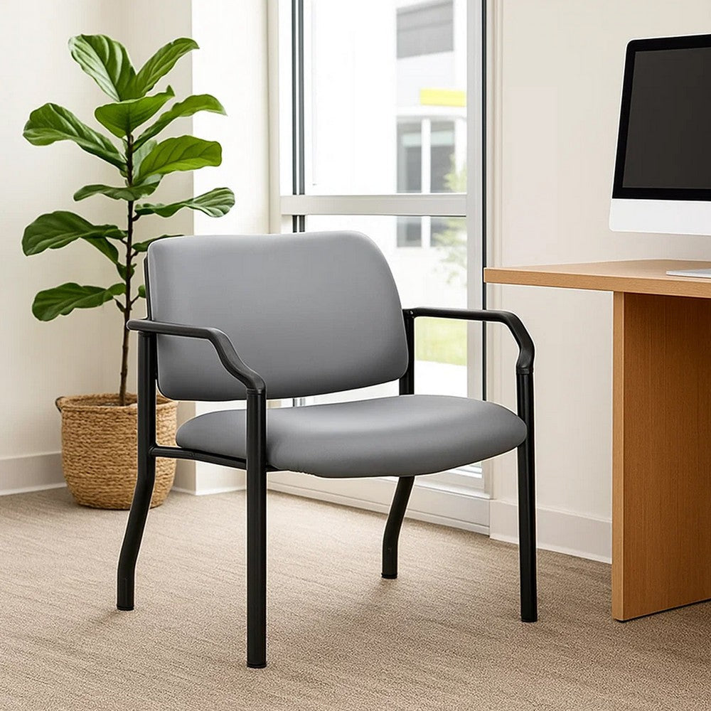 Theo XL Wide Guest Chair | Gray Antimicrobial Vinyl | 500 lbs BM340729