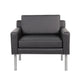Sia Oversized Lounge Chair | Black Antimicrobial Vinyl | Nickel Legs BM340730