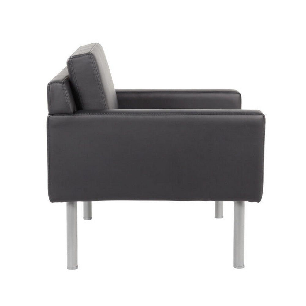 Sia Oversized Lounge Chair | Black Antimicrobial Vinyl | Nickel Legs BM340730