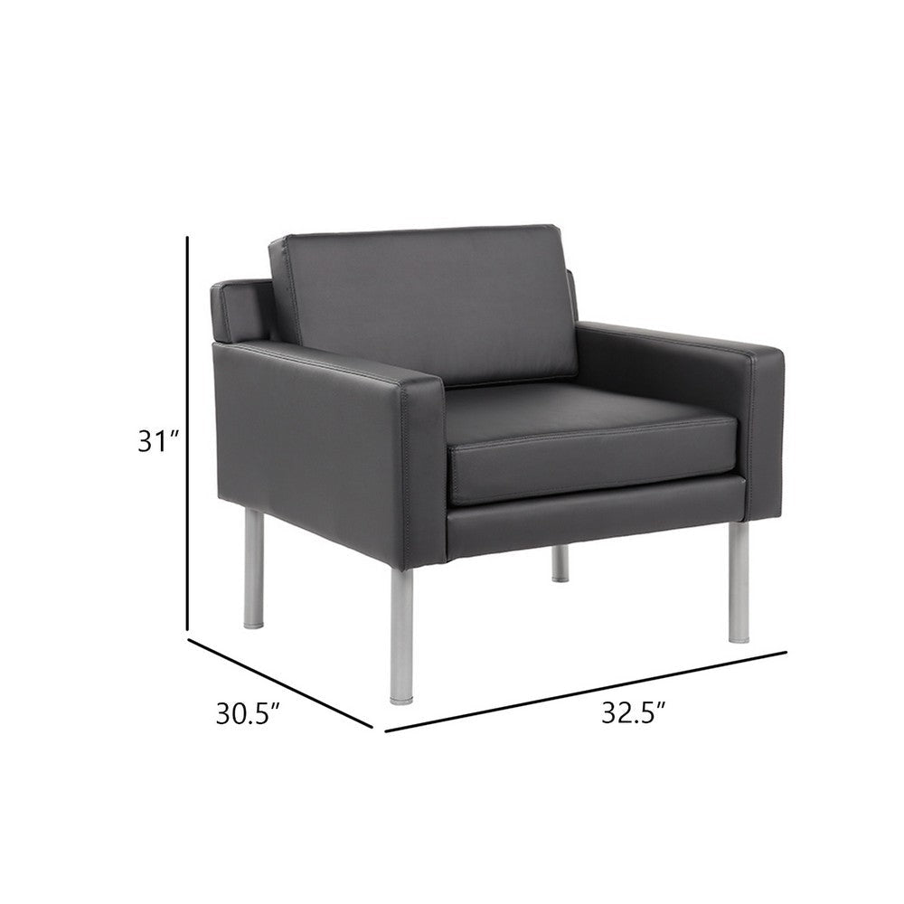 Sia Oversized Lounge Chair | Black Antimicrobial Vinyl | Nickel Legs BM340730