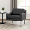 Sia Oversized Lounge Chair | Black Antimicrobial Vinyl | Nickel Legs BM340730
