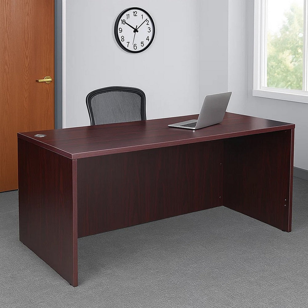 Nea Desk Shell | 71’’ Reception Top | Panel Legs | Mahogany Red Wood BM340732