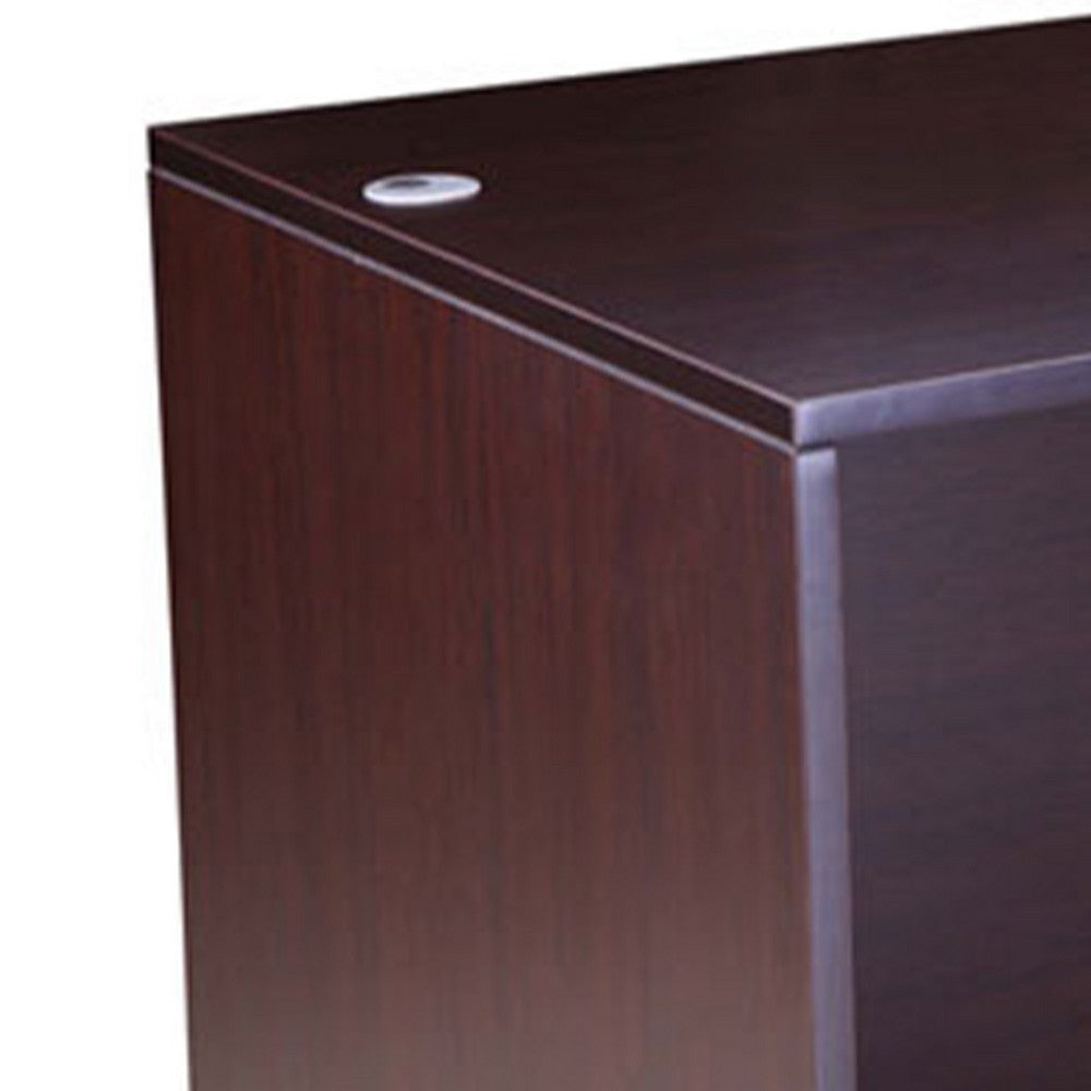 Nea Desk Shell | 71’’ Reception Top | Panel Legs | Mocha Brown Wood BM340733