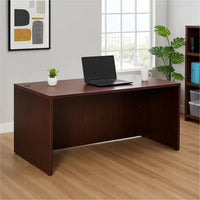 Nea Desk Shell | 66" Workstation Top | Panel Legs | Mahogany Red Wood
