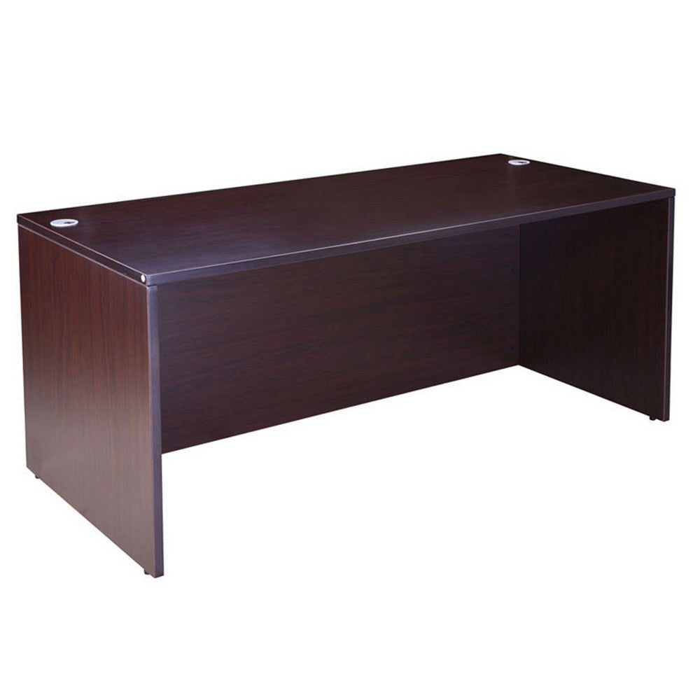 Nea Desk Shell | 66’’ Workstation Top | Panel Legs | Mocha Brown Wood BM340736