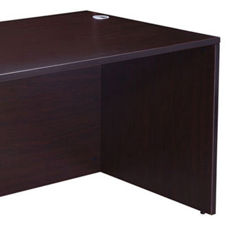 Nea Desk Shell | 66’’ Workstation Top | Panel Legs | Mocha Brown Wood BM340736