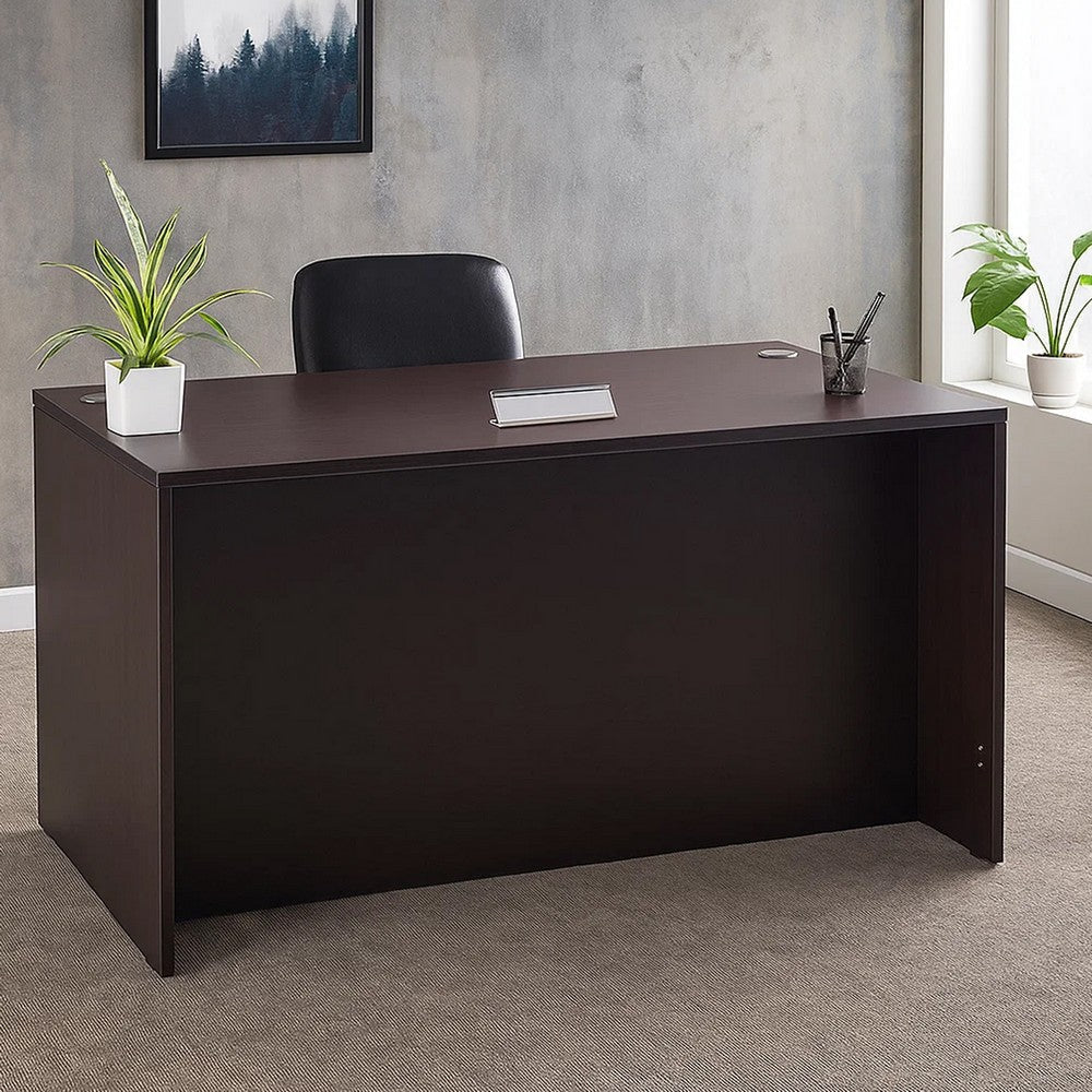 Nea Desk Shell | 60’’ Commercial Top | Panel Legs | Mocha Brown Wood BM340739
