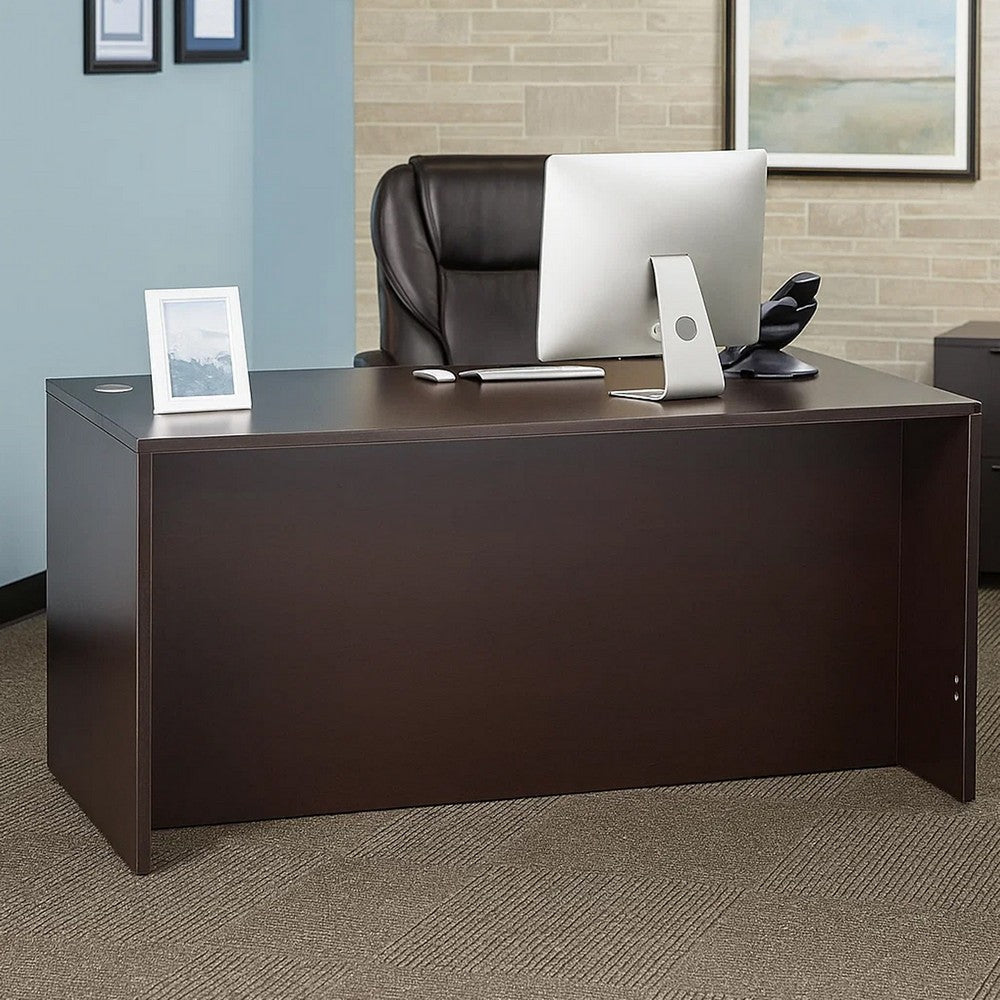 Nea Desk Shell | 60’’ Commercial Top | Panel Legs | Mocha Brown Wood BM340739