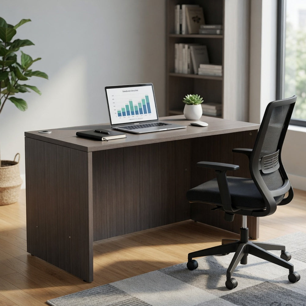 Nea Desk Shell | 48" Office Top | Driftwood Smoke Gray Wood