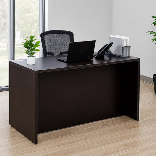 Nea Desk Shell | 48’’ Office Top | Panel Legs | Mocha Brown Wood BM340742