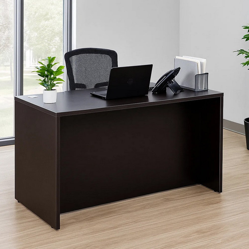 Nea Desk Shell | 48" Office Top | Panel Legs | Mocha Brown Wood