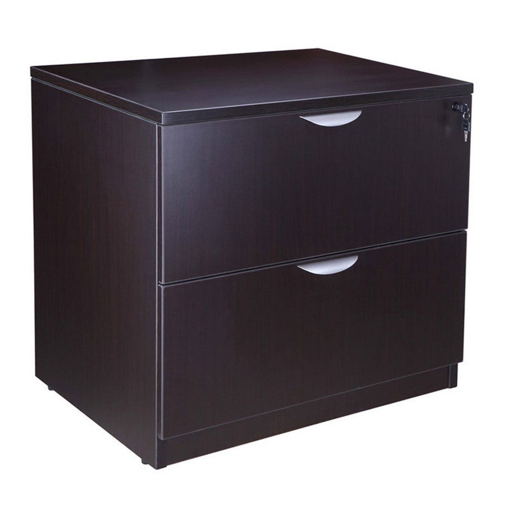 Tia Lateral File Cabinet | 31’’ | 2 Drawers w Lock | Mocha Brown Wood BM340747