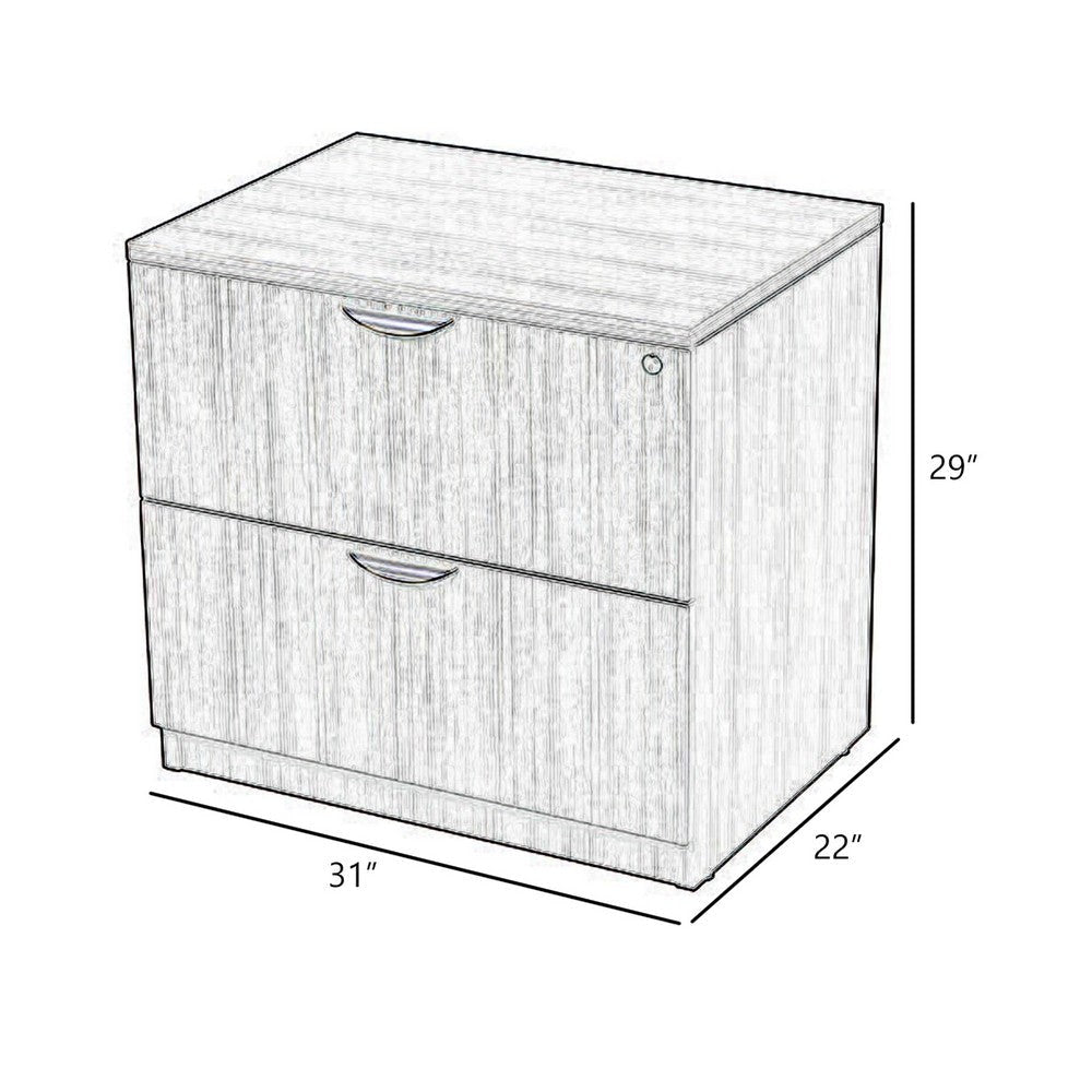 Tia Lateral File Cabinet | 31’’ | 2 Drawers w Lock | Mocha Brown Wood BM340747