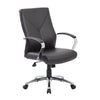 Roe Executive Swivel Chair | High Back Black Faux Leather | Chrome Metal BM340748