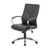 Roe Executive Swivel Chair | High Back Black Faux Leather | Chrome Metal BM340748