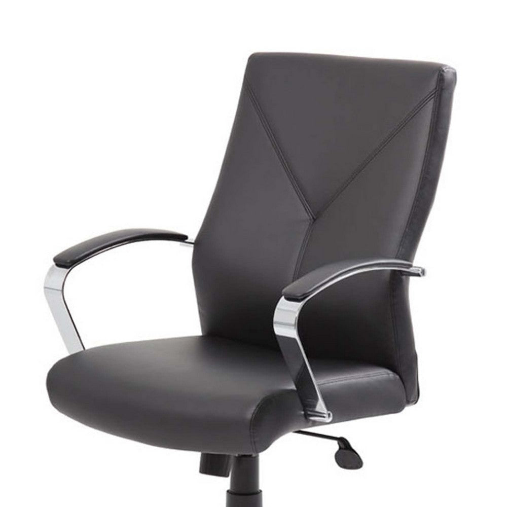 Roe Executive Swivel Chair | High Back Black Faux Leather | Chrome Metal BM340748
