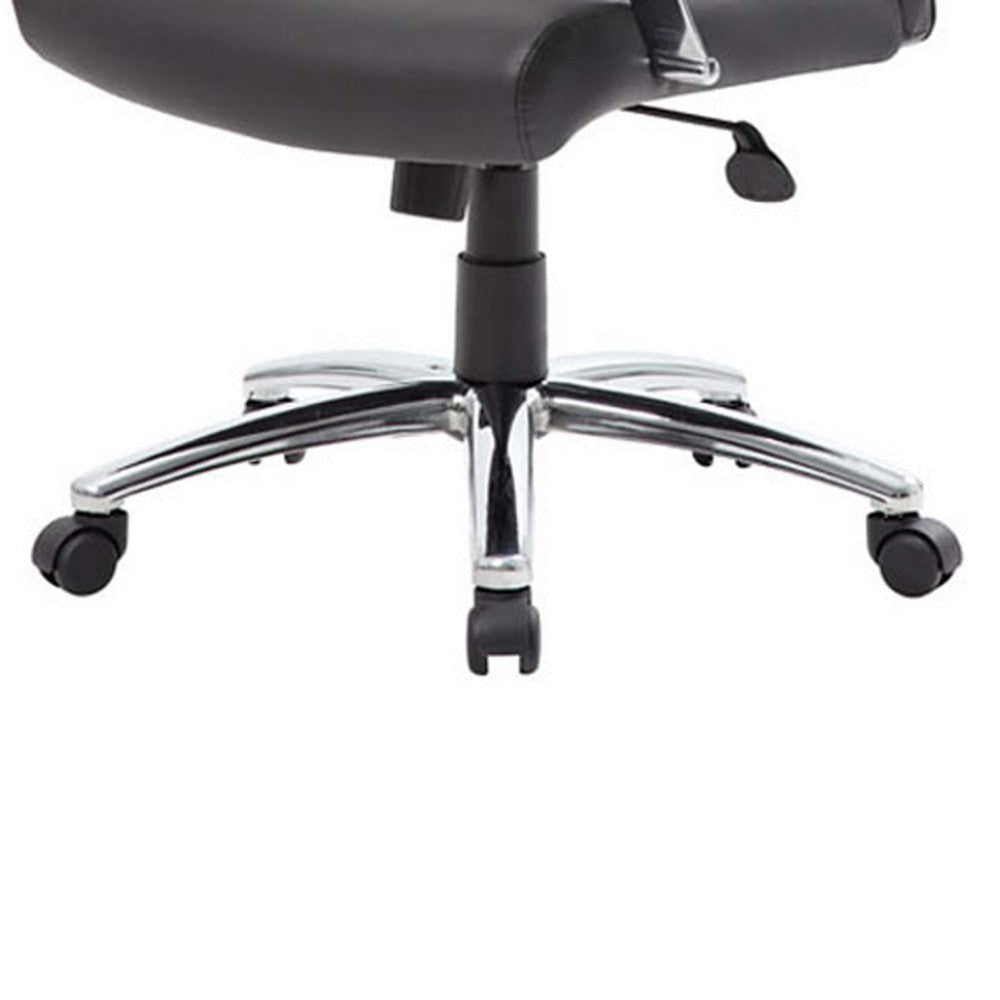 Roe Executive Swivel Chair | High Back Black Faux Leather | Chrome Metal BM340748
