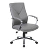 Roe Executive Swivel Chair | High Back Gray Faux Leather | Chrome Metal BM340749