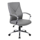 Roe Executive Swivel Chair | High Back Gray Faux Leather | Chrome Metal BM340749