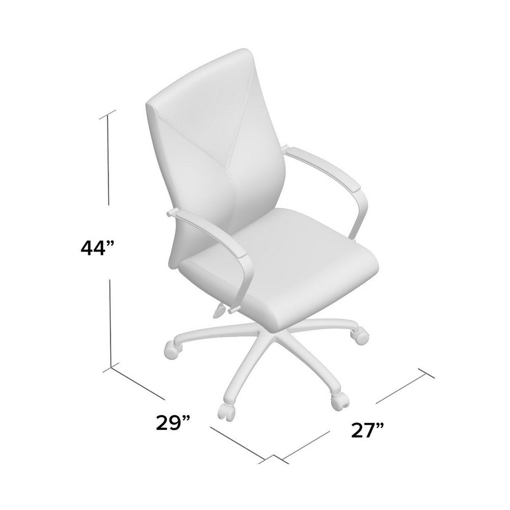 Roe Executive Swivel Chair | High Back Gray Faux Leather | Chrome Metal BM340749