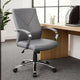 Roe Executive Swivel Chair | High Back Gray Faux Leather | Chrome Metal BM340749