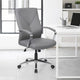 Roe Executive Swivel Chair | High Back Gray Faux Leather | Chrome Metal BM340749