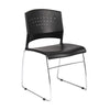 Reception Stackable Guest Chair | Black Open Back | Chrome Sled Base BM340752