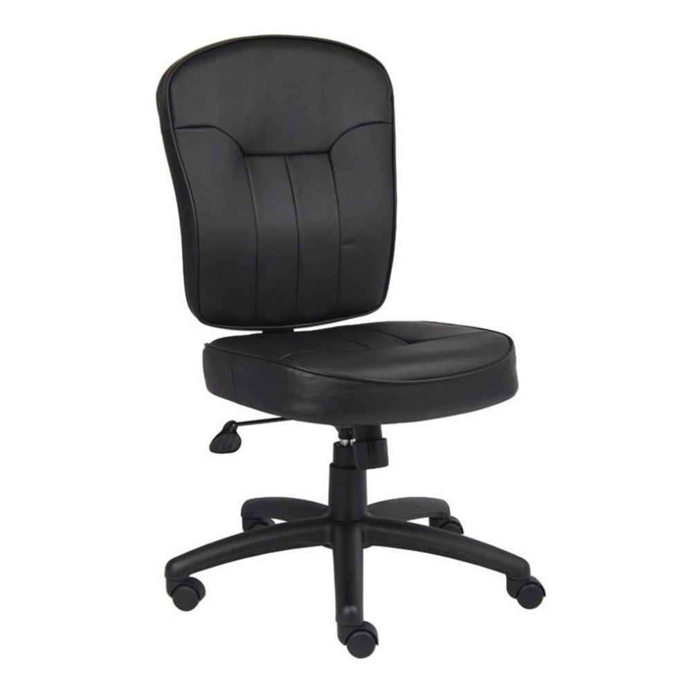 Sera Modern Task Chair | Mid Back Black LeatherPlus | Large Cushions BM340753