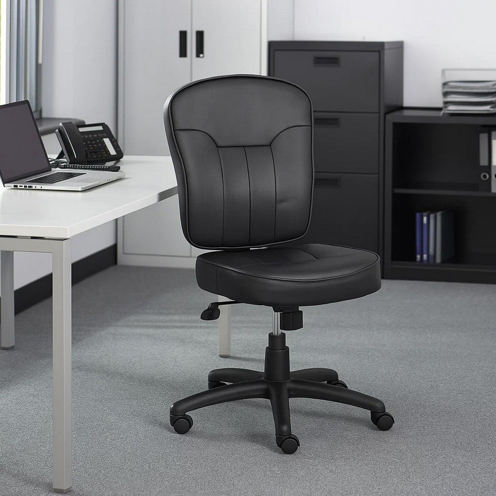 Sera Modern Task Chair | Mid Back Black LeatherPlus | Large Cushions BM340753
