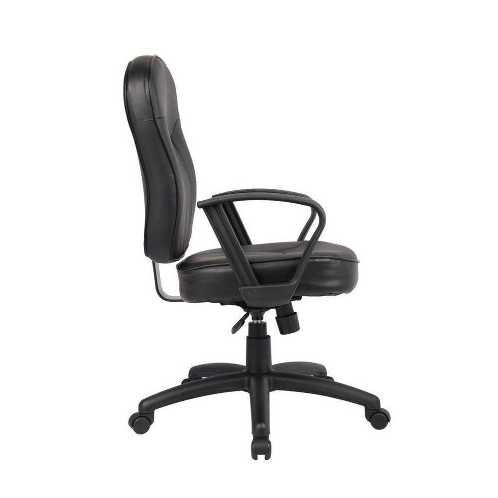 Sera Executive Office Task Chair | Loop Arms | Mid Back Black LeatherPlus BM340754