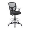 Mea Drafting Stool Chair | Adjustable Arms | Black Mesh | Chrome Footring BM340756