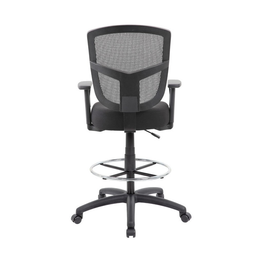 Mea Drafting Stool Chair | Adjustable Arms | Black Mesh | Chrome Footring BM340756