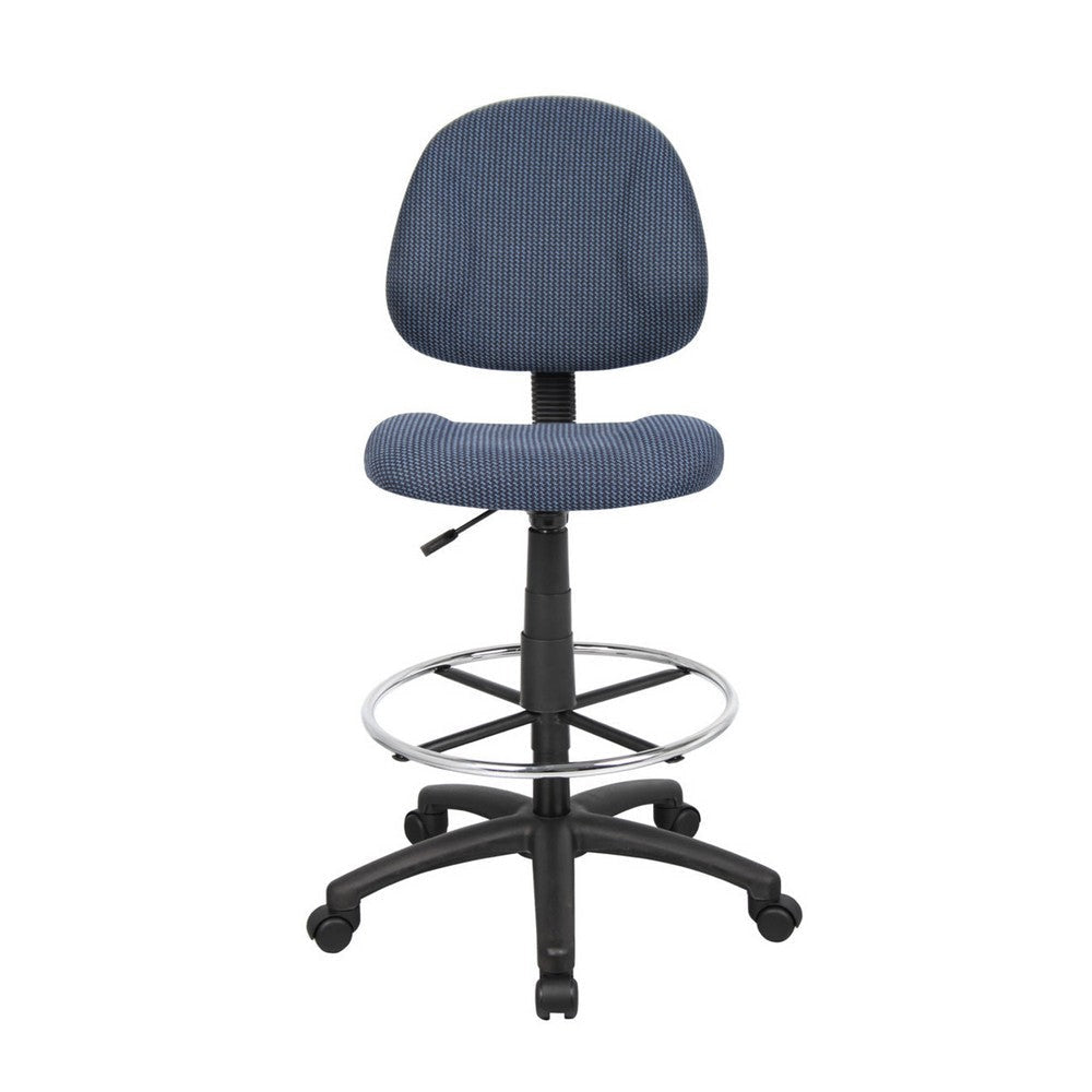 Jea Drafting Stool Chair | Blue Tweed | Contoured Back & Footring BM340757