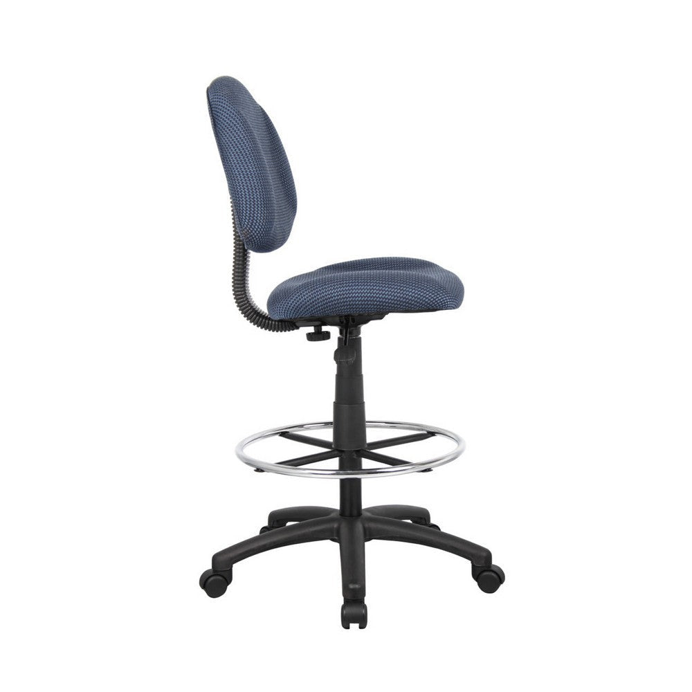 Jea Drafting Stool Chair | Blue Tweed | Contoured Back & Footring BM340757