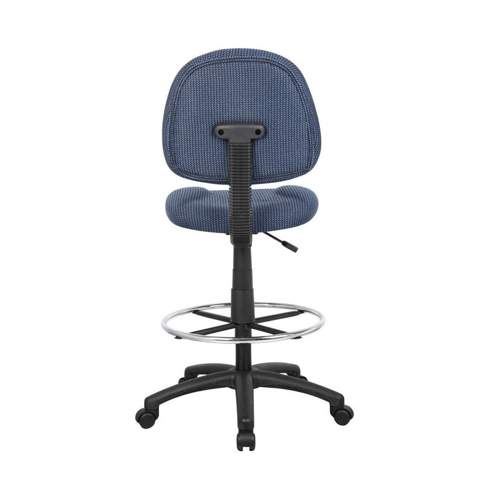 Jea Drafting Stool Chair | Blue Tweed | Contoured Back & Footring BM340757