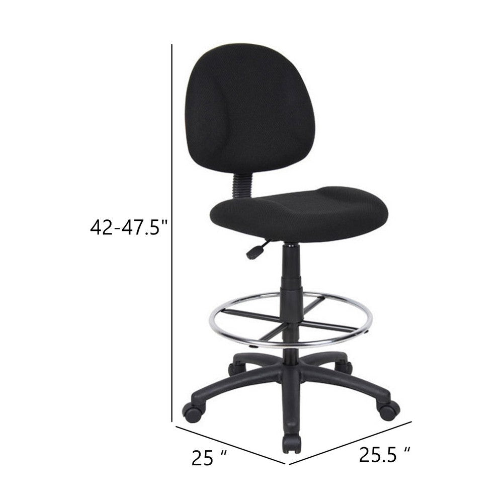 Jea Drafting Stool Chair | Black Tweed | Contoured Back & Footring BM340758