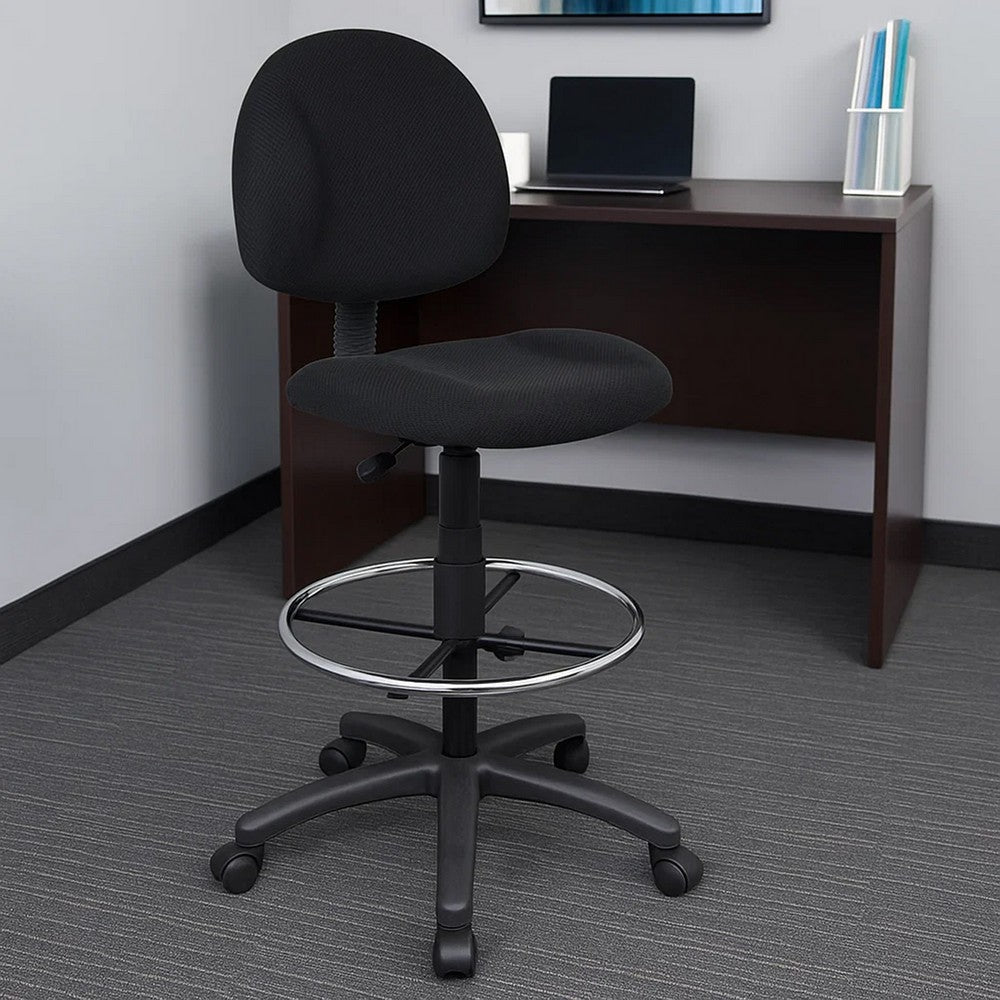 Jea Drafting Stool Chair | Black Tweed | Contoured Back & Footring
